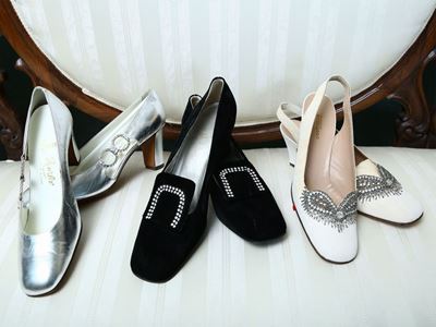 Lotto di Scarpe Vintage in Pelle, Tessuto e Velluto