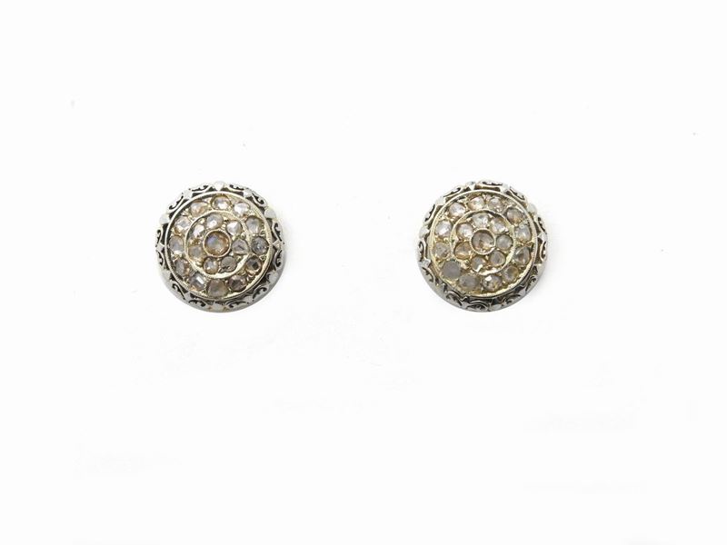 Orecchini in Oro Giallo e Argento con Diamanti