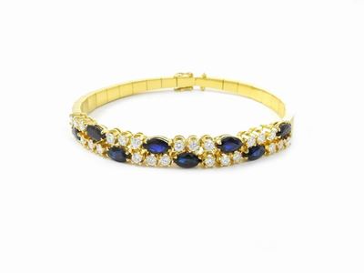 Bracciale in Oro Giallo con Diamanti e Zaffiri