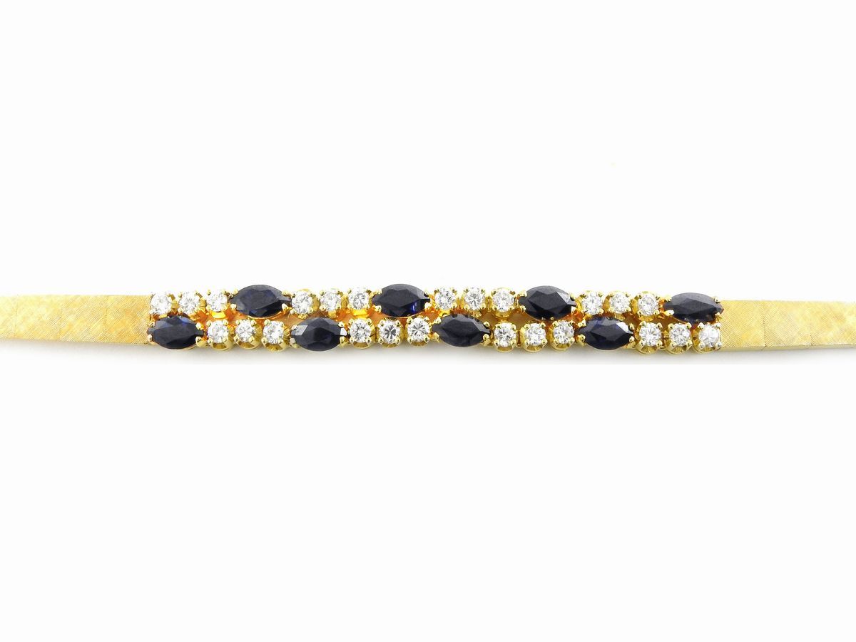Bracciale in Oro Giallo con Diamanti e Zaffiri