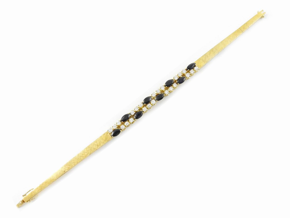 Bracciale in Oro Giallo con Diamanti e Zaffiri