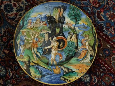 Importante Piatto in Maiolica, Probabilmente Giulio da Urbino