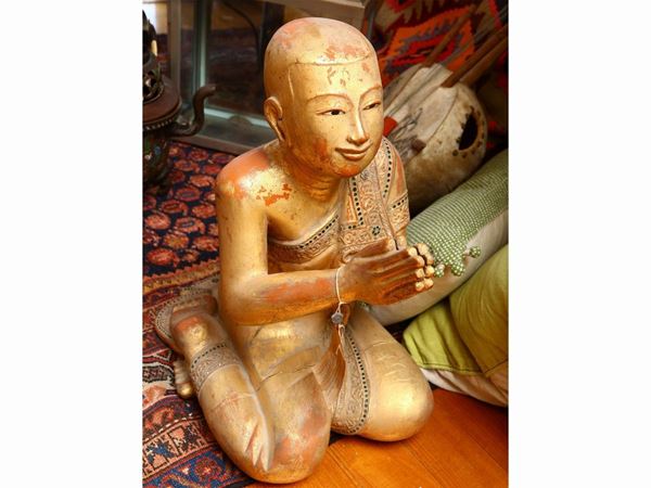 Large carved and gilded wooden figure
