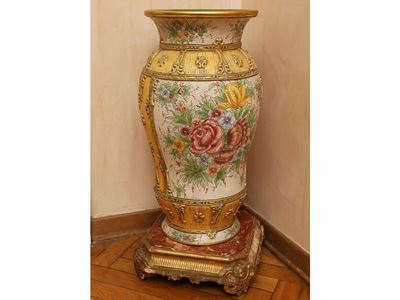 Grande Vaso a Balaustro in Ceramica, Galletti Deruta