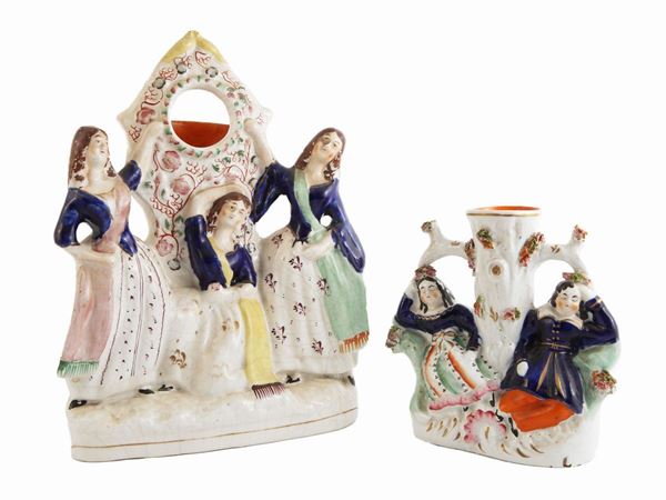 Due gruppi in ceramica  (seconda metà del XIX secolo)  - Asta L'Arte di Arredare - Maison Bibelot - Casa d'Aste Firenze - Milano