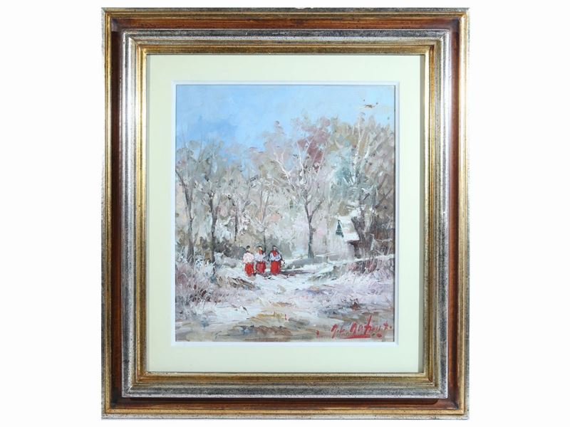 Norberto Martini - Chierichetti in un Paesaggio Invernale