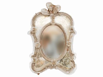 Grande Specchiera da Tavolo in Vetro Soffiato di Murano