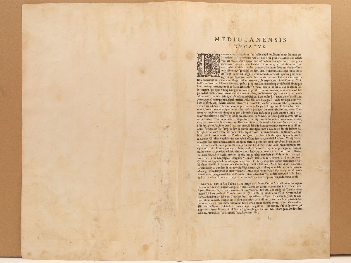 Abraham Ortelius - Ducatus Mediolanensis, Fiinitimarumque Regionum Descriptio...