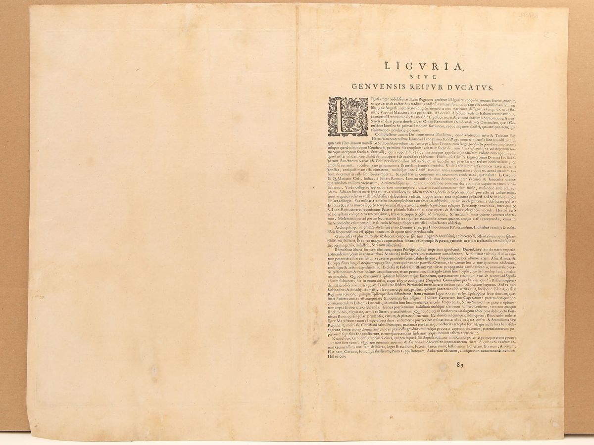 Abraham Ortelius - Serenissimae Reipublicae Genuensis Ducatus Et Dominii Nova Descriptio