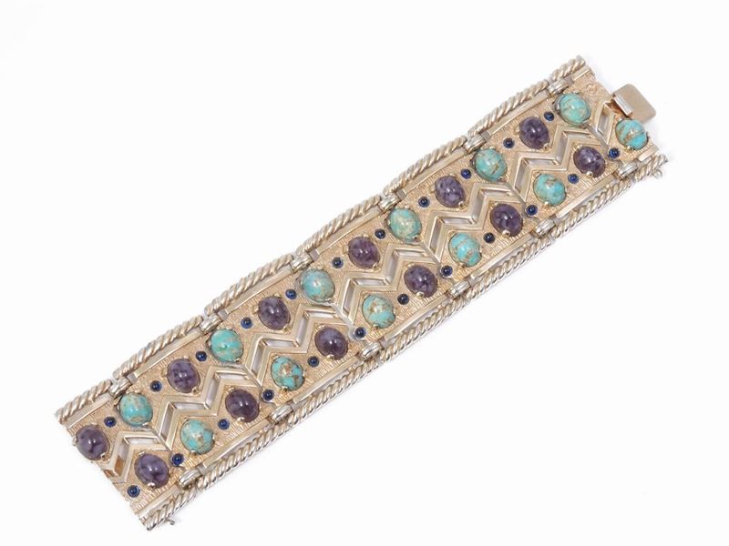 Bracciale in Metallo Dorato e Vetro