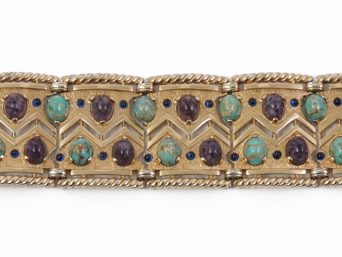 Bracciale in Metallo Dorato e Vetro