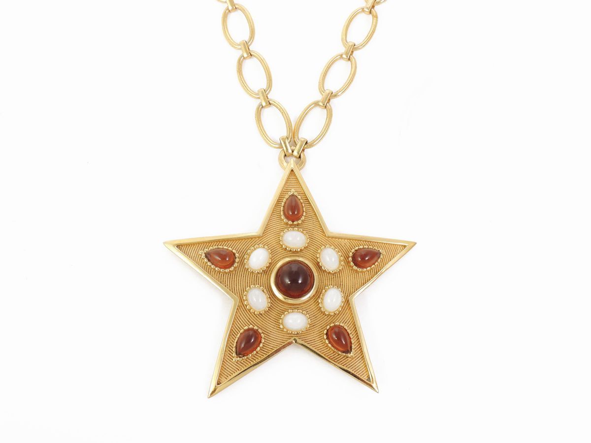 Collana in Metallo Dorato e Vetro, Trifari