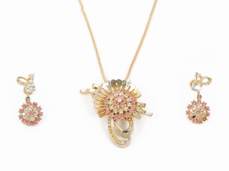Lotto di Bijoux in Metallo Dorato e Strass