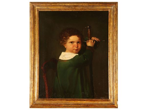 Scuola francese del XVIII/XIX secolo - Portrait of a boy with a sword