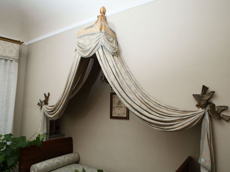 Cielo per Letto a Baldacchino in Legno Laccato e Dorato