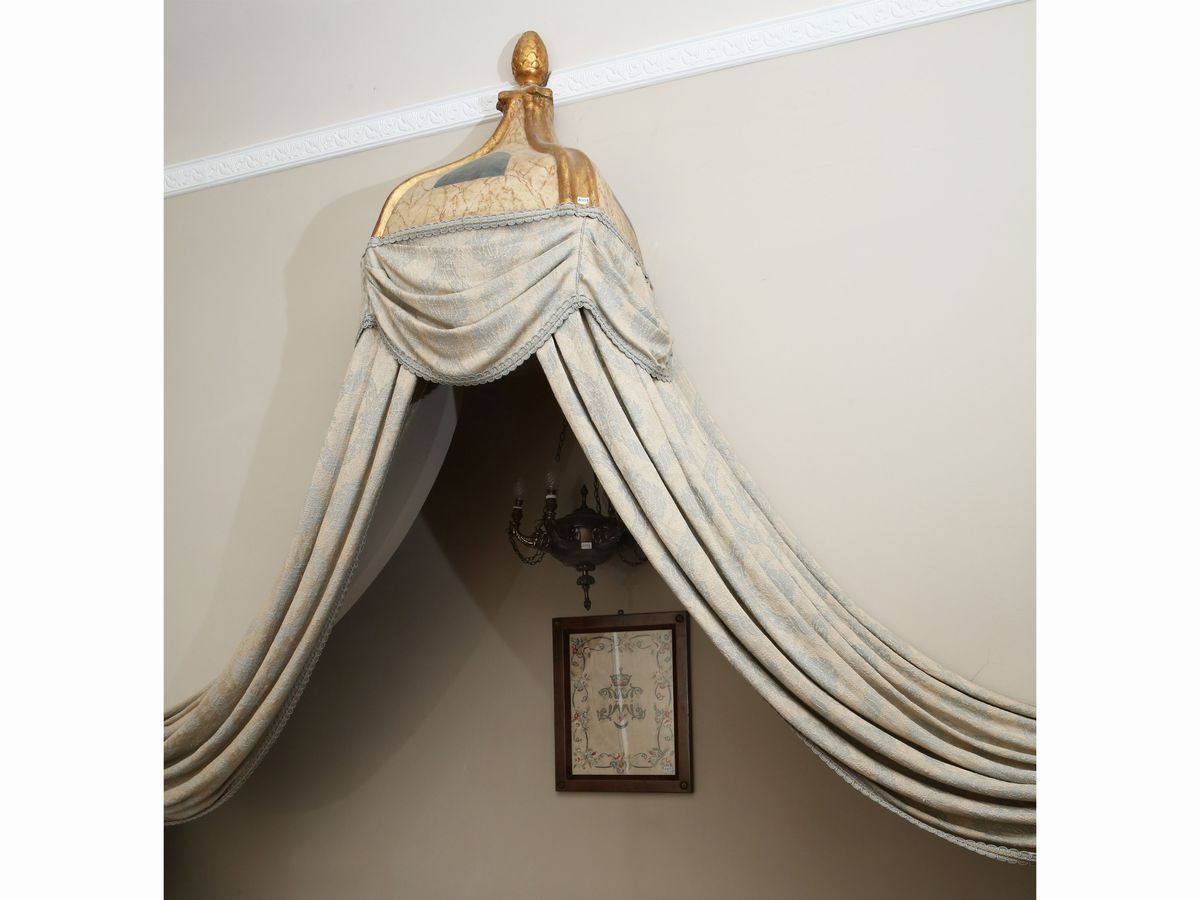 Cielo per Letto a Baldacchino in Legno Laccato e Dorato