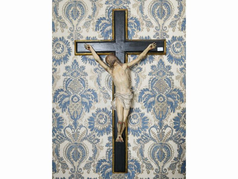 Grande Crocifisso in Legno e Cartapesta