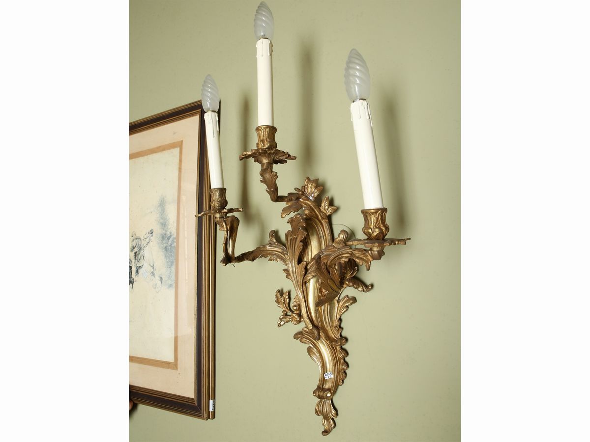 Coppia di Applique in Bronzo Dorato