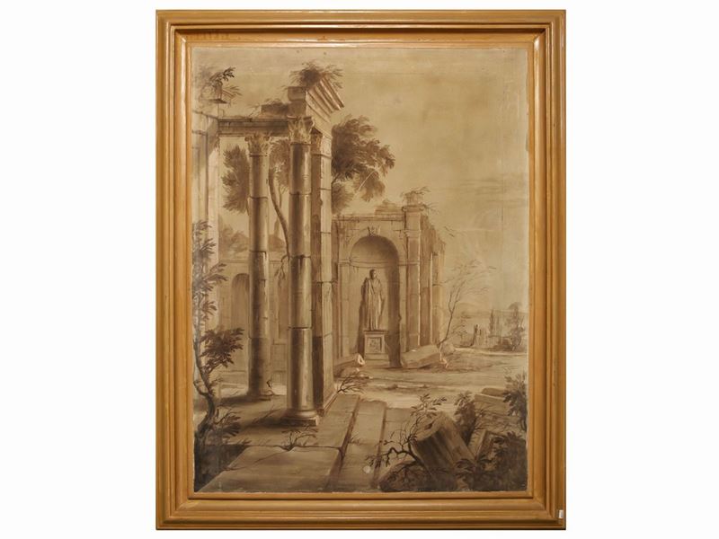 Scuola Romana del XIX Secolo - Capriccio Architettonico