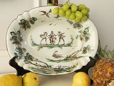 Cestino Ovale in Maiolica