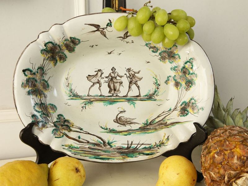 Cestino Ovale in Maiolica