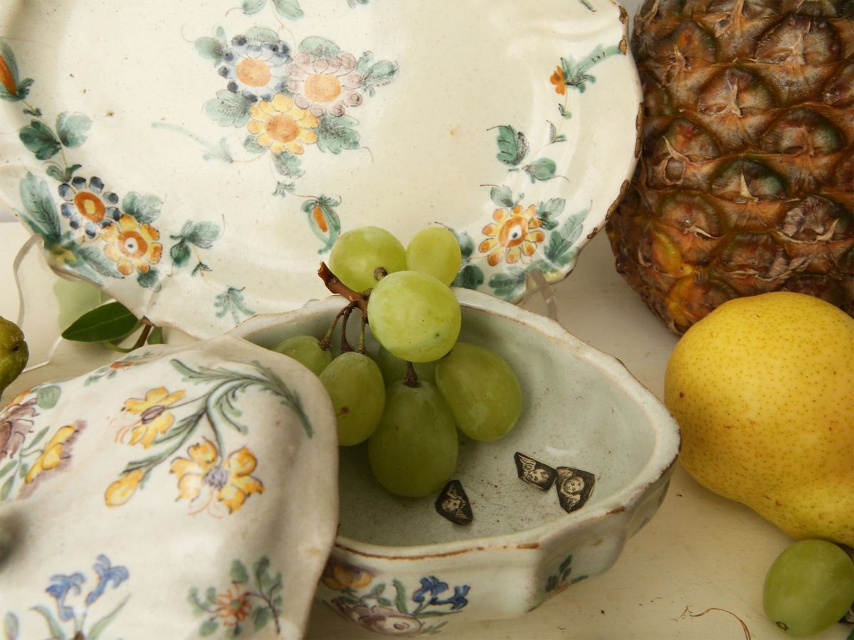 Zuccheriera e Vassoietto in Maiolica