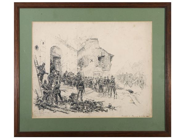 Scuola francese della fine del XIX secolo - La Battaglia di Le Bourget, da Alphonse de Neuville