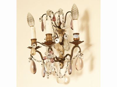 Coppia di Applique in Metallo e Vetro