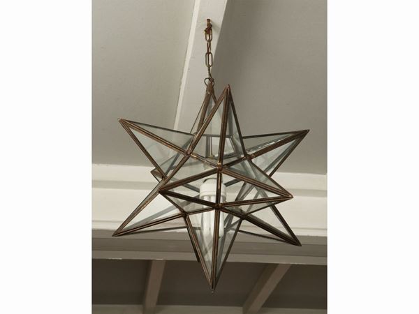 Metal-bound glass star lantern