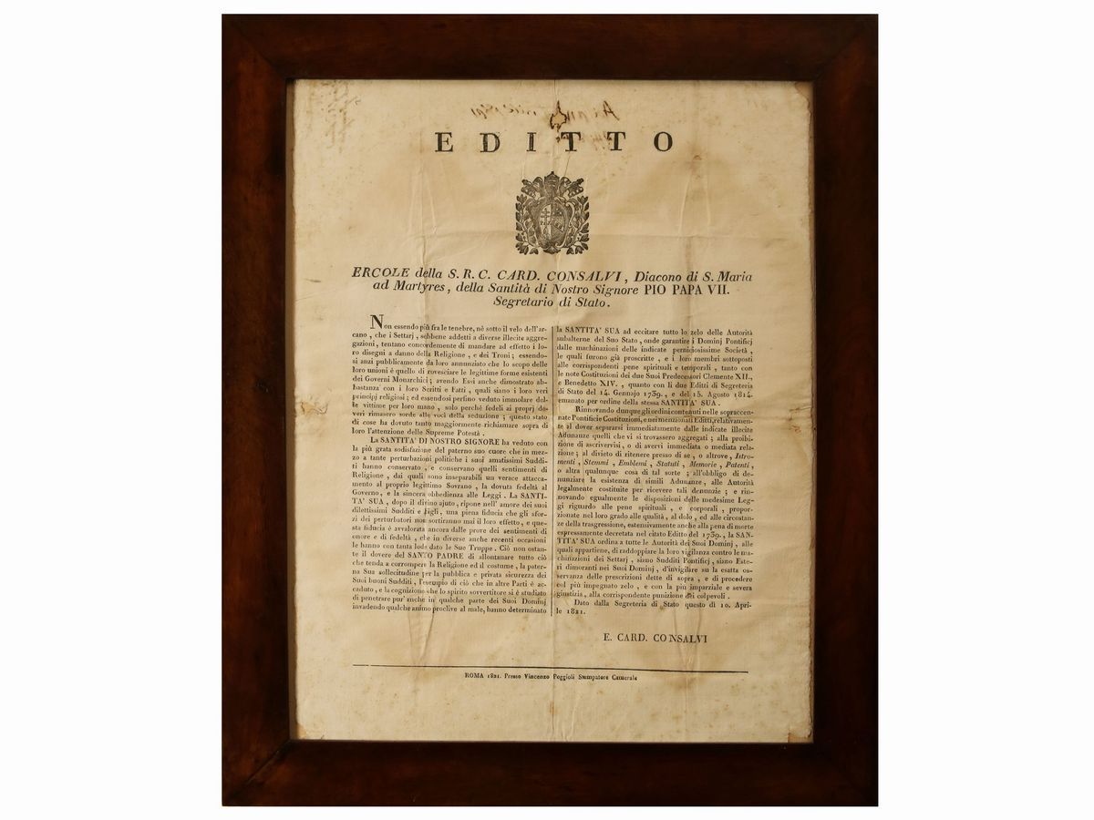 Due Editti, 1821