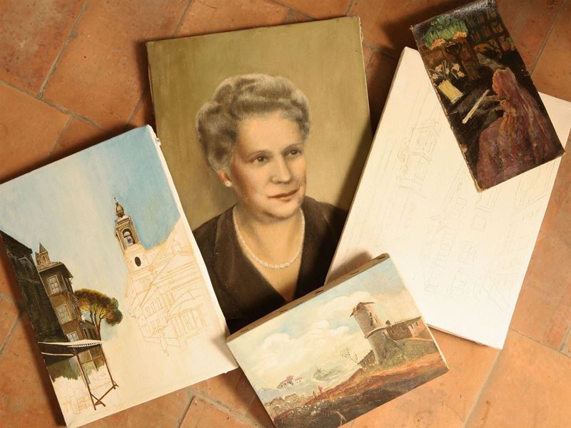 Lotto di Bozzetti e Dipinti su Tela