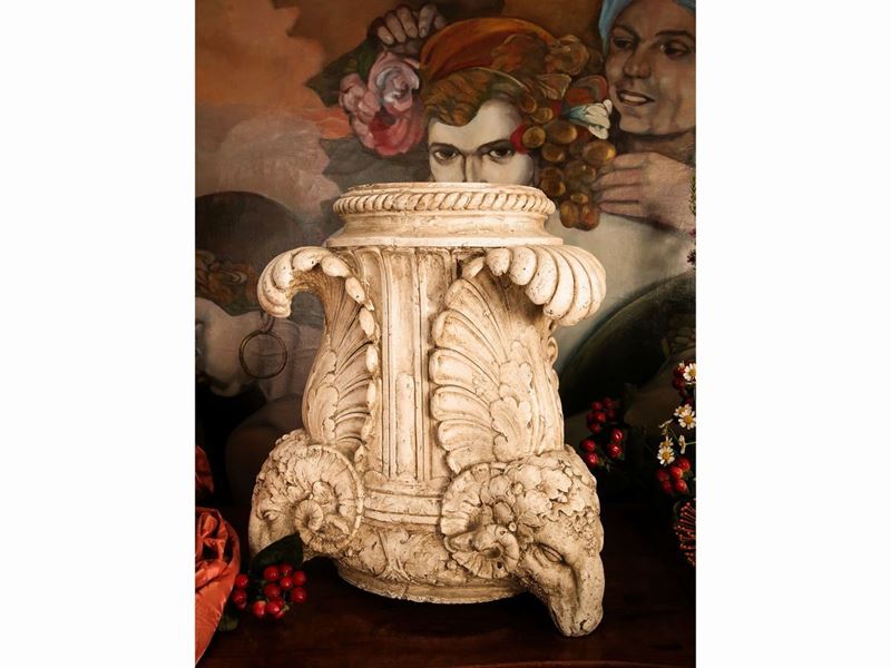 Capitello in Legno e Materiale Composito Laccato Bianco