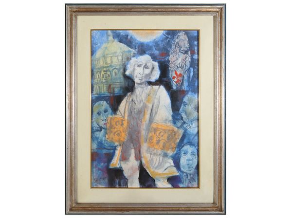 Remo Squillantini : Characters with symbols of Florence  - Auction Modern and Contemporary Art - Maison Bibelot - Casa d'Aste Firenze - Milano