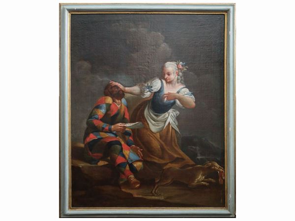 Giovanni Domenico Ferretti - Harlequin rejected by his lover - Harlequin master of dance