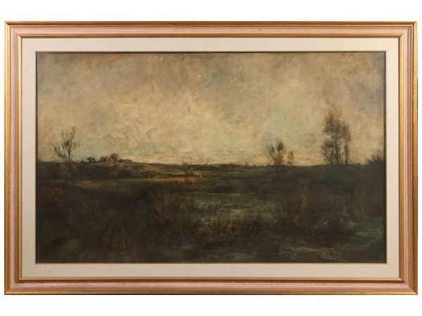 Paesaggio con armenti  (XIX secolo)  - Asta L'Arte di Arredare - Maison Bibelot - Casa d'Aste Firenze - Milano