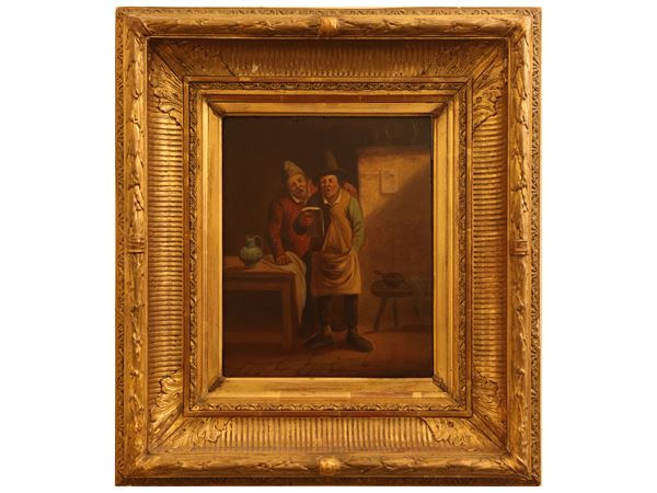 Maniera di David Teniers il Giovane - Contadini che cantano in una cucina
