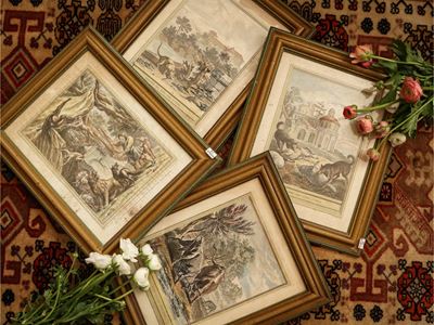 Serie di Otto Illustrazioni per le Favole di la Fontaine