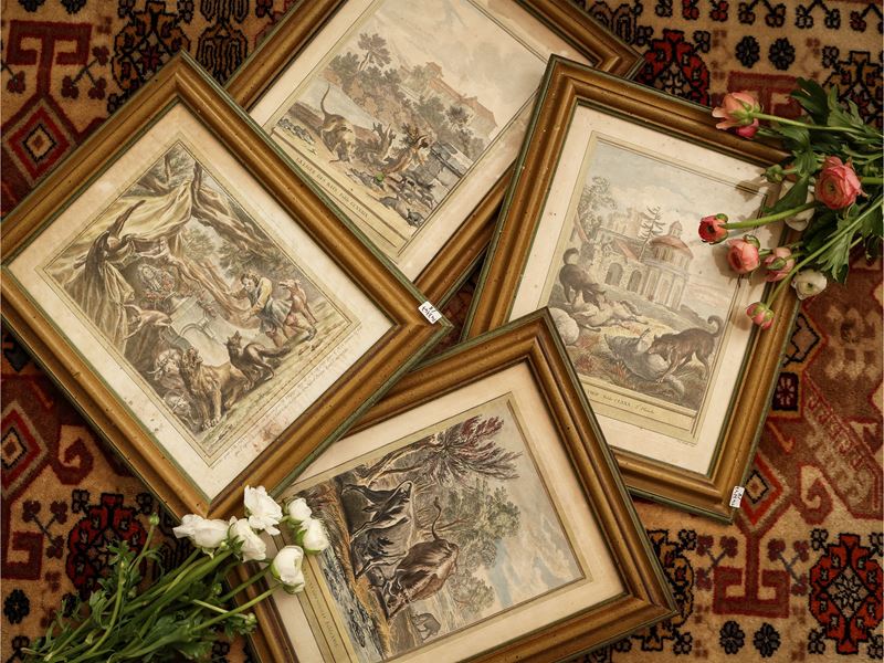 Jean-baptiste Oudry - Serie di Otto Illustrazioni per le Favole di la Fontaine