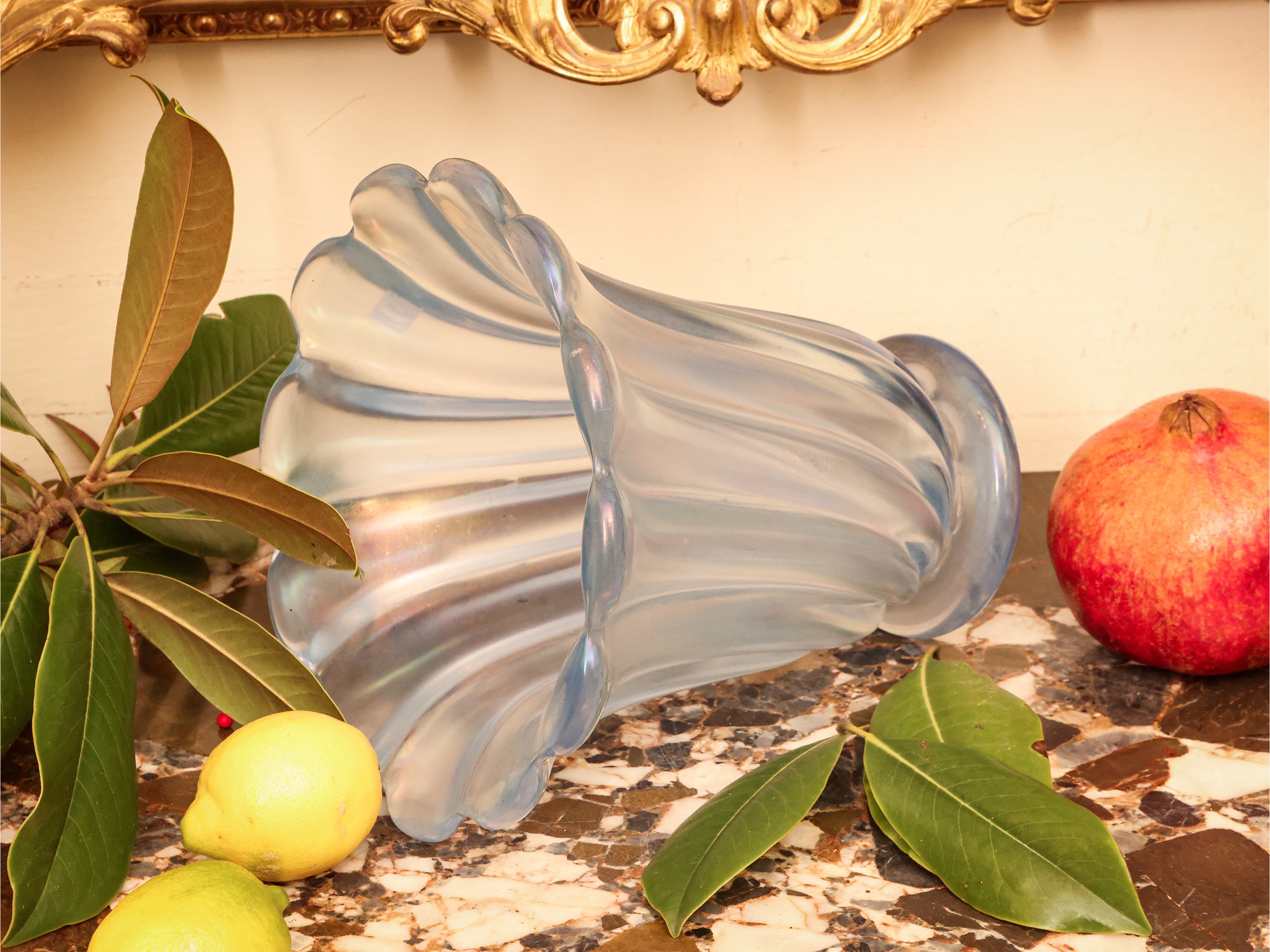 Vaso in Vetro Celeste Opalescente