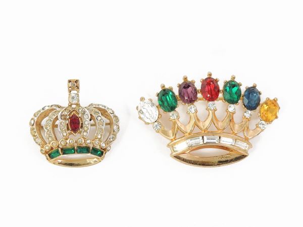Two crown brooches, Trifari and Coro