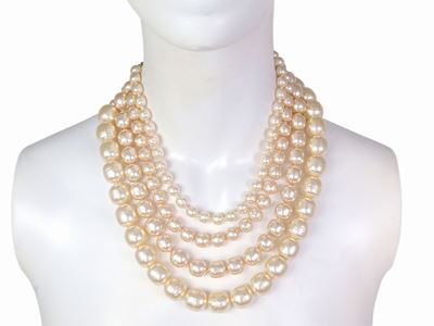 Collana Multifilo in Perle Barocche Simulate, Miriam Haskell