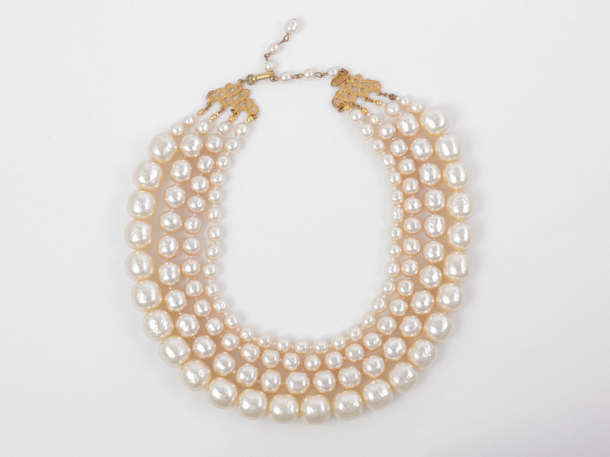 Collana Multifilo in Perle Barocche Simulate, Miriam Haskell