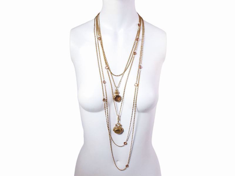 Collana Multifilo in Metallo e Vetro, Goldette