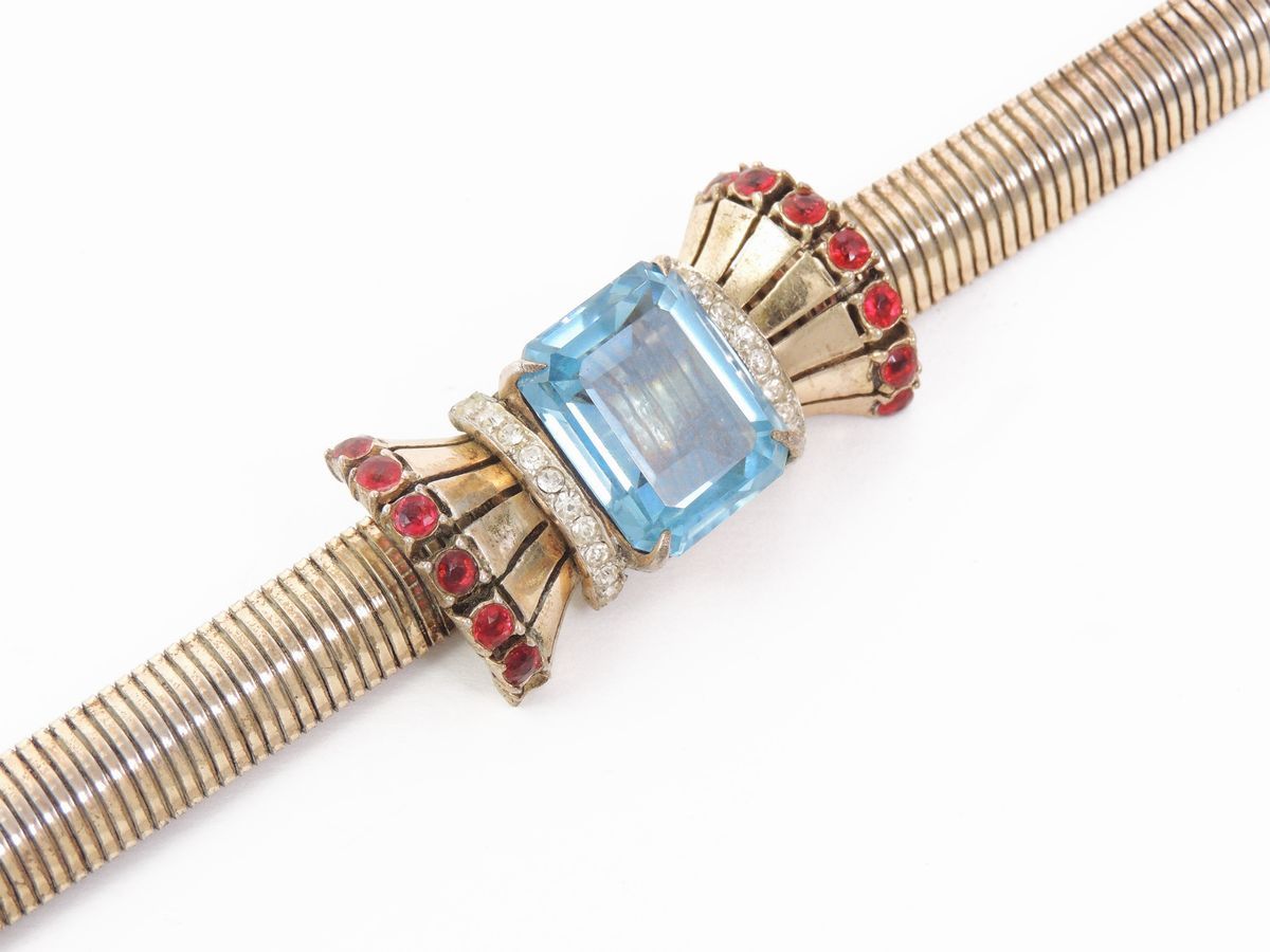 Bracciale in Argento Sterling Dorato, Strass e Cristallo, Coro