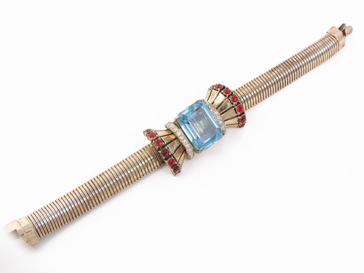 Bracciale in Argento Sterling Dorato, Strass e Cristallo, Coro