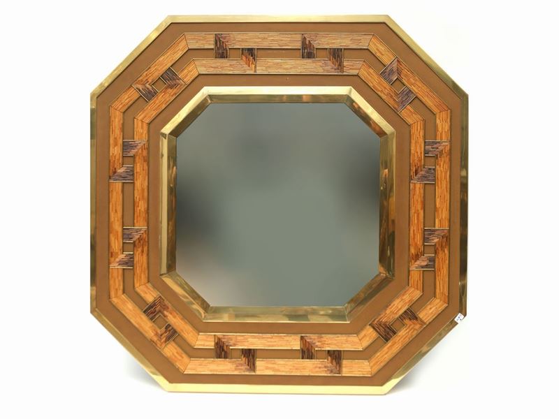 Specchiera Moderna in Ottone e Vimini