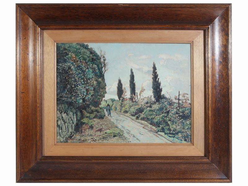 Gino Romiti - Scorcio di Strada con Figura