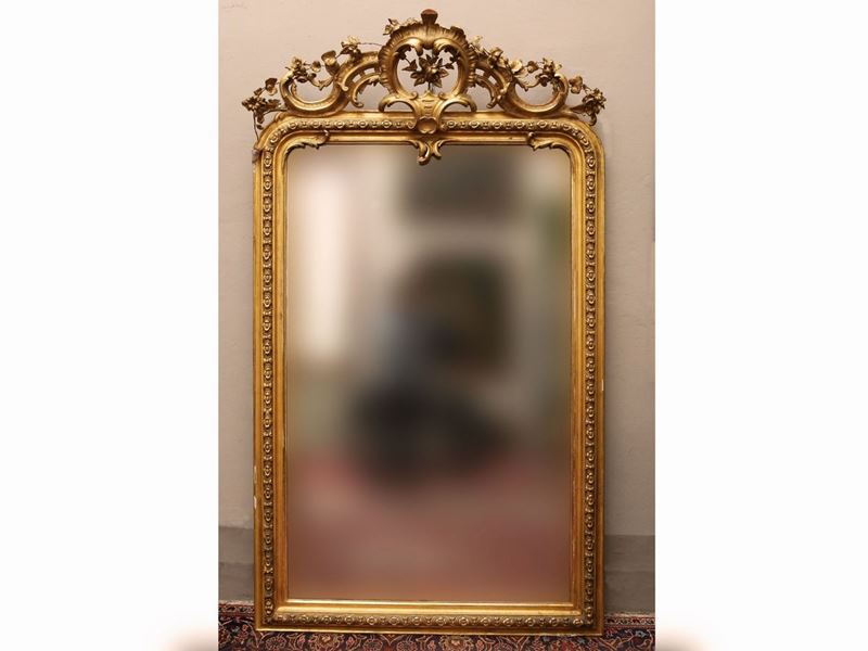 Grande Specchiera in Legno e Pastiglia Dorata