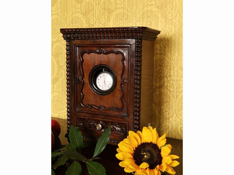 Teca Portaorologio in Noce con Orologio da Tasca