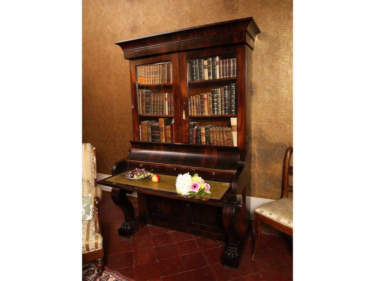 Scrivania con Alzata Impiallacciata in Legno di Violetto